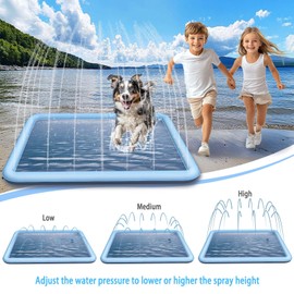 ACGEFIR Dog Splash Pad for Kids & Dog, Outdoor Water Toys with Non-Slip Surface, Fun Backyard Water Play Mat, Easy to Install (79 inch, Blue)