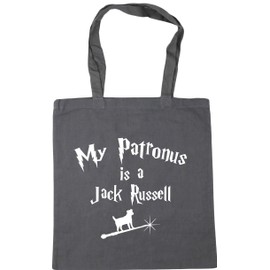 Hippowarehouse My Patronus Is A Jack Russel Tote Shopping Gym Beach Bag 42cm x38cm, 10 litres
