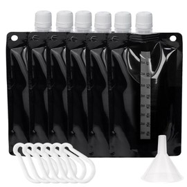 Hillside-Kit Plastic Flasks Concealable and Reusable Cruise Drink Bags with Funnel 8OZ Leak-Proof Flasks for Travel Outdoor (Black-6pcs 8OZ)