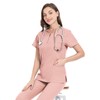 Meichoon Scrubs Set Split Crew Neck Top with 4 Pockets