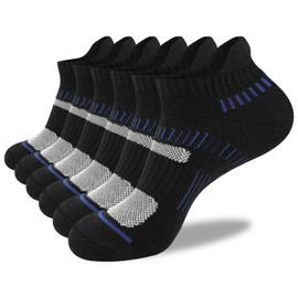 6 Pares Calcetines Deportivos para Hombre, Calcetas Tobilleros de Algodón, Tiñes de Corte Bajo No Show Socks Antideslizante y Duradero, Low Cut Correr Atlético Caminar para Hombre y Mujer - Negro