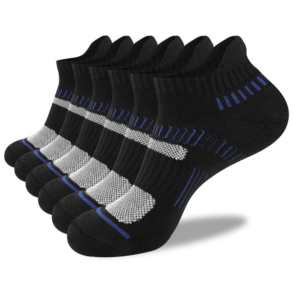 6 Pares Calcetines Deportivos para Hombre, Calcetas Tobilleros de Algodón,