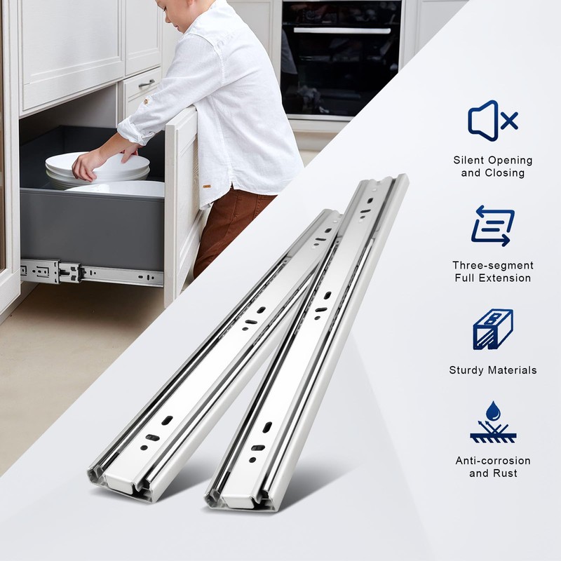 Probrico 1 Pair Soft Close Drawer Slides 24 Inch, Ball