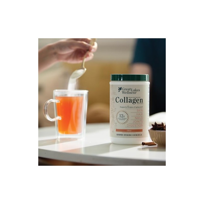 Great Lakes Wellness Hidrolizado Colágeno Proteína Carne Res Sabor Chai