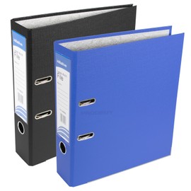 2 x Strong A4 Polypropylene Lever Arch Files Large Office Paper Storage Folders [BLACK & BLUE MIX]