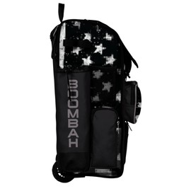 Boombah Rolling Superpack Baseball/Softball Gear Bag - 23-1/2" x 13-1/2" x 9-1/2" - Telescopic Handle - Holds 4 Bats - Wheeled Version - USA Pixelpop Black Ops Black/White/Steel