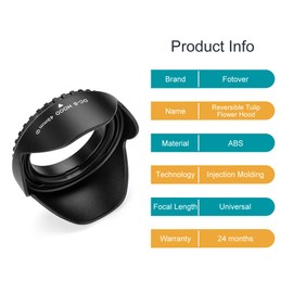 67 mm Lens Hood, Fotover Universal Reversible Tulip Flower Sun Visor with Lens Cap Compatible with Canon Nikon Sony Pentax Olympus Fuji Camera