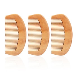 Pack of 3 work combs, rounded small wooden comb, wide tooth hair comb made of natural wood, suitable for combing, styling and trimming various hairstyles.