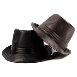 BUZZxSELECTION CAP144 Men's Hat, Leather Hat, Medium Fold Design, Faux Leather, PU Cap