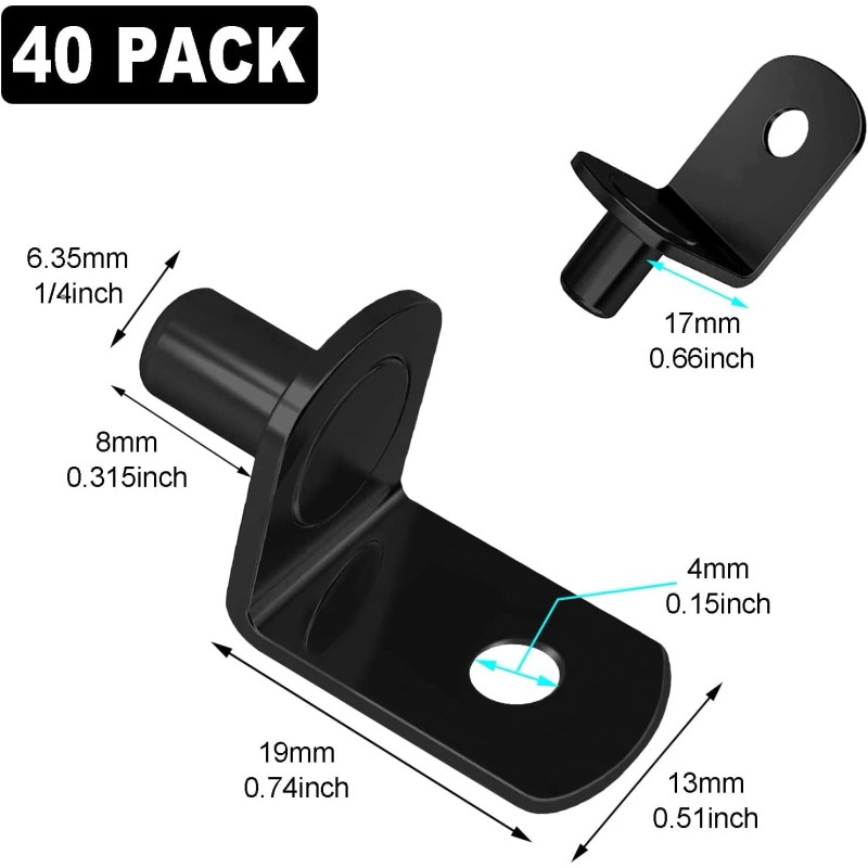 Brand: Cerpourt 40 Pcs Shelf Pins Pegs,1/4 Inch L-Shaped Support