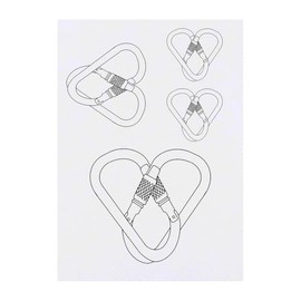 4 x 'Climbing Carabiner Hook Heart' Temporary Tattoos - Water Resistant, Skin-Safe, Non-Toxic Transfers, Mixed Sizes (TO00084142)