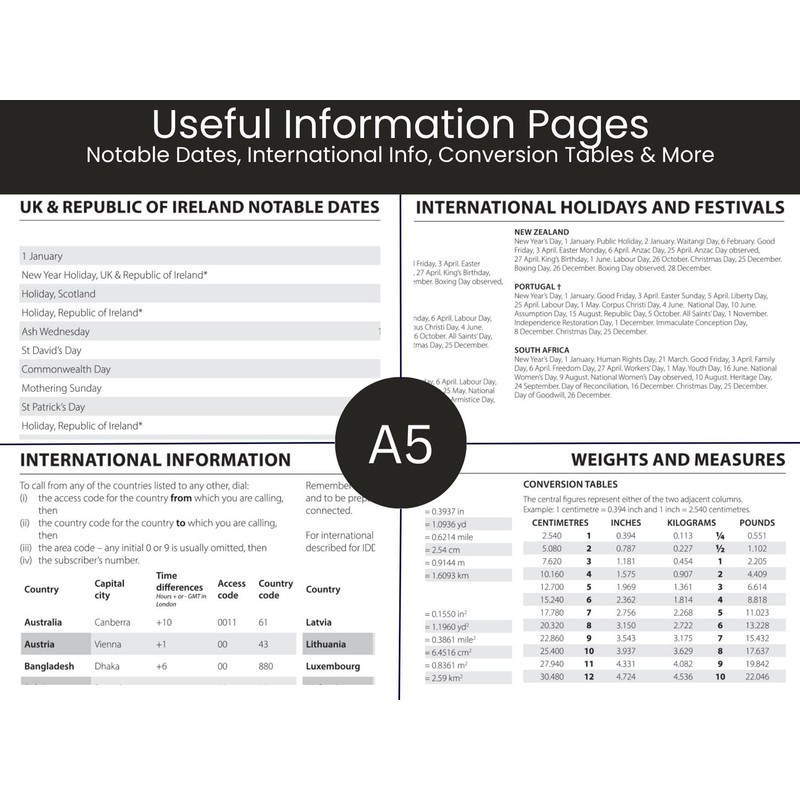 2026 A5 Diary Week To View - Compact Black Hardcover