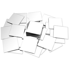 50 PCS Mini Size Square Mirror for Crafts, 2 X 2 Inch Adhesive Small Square Mirrors Tiles, Acrylic Mirror Stickers for Wall Crafts DIY Projects Supplies Home Decoration Arts