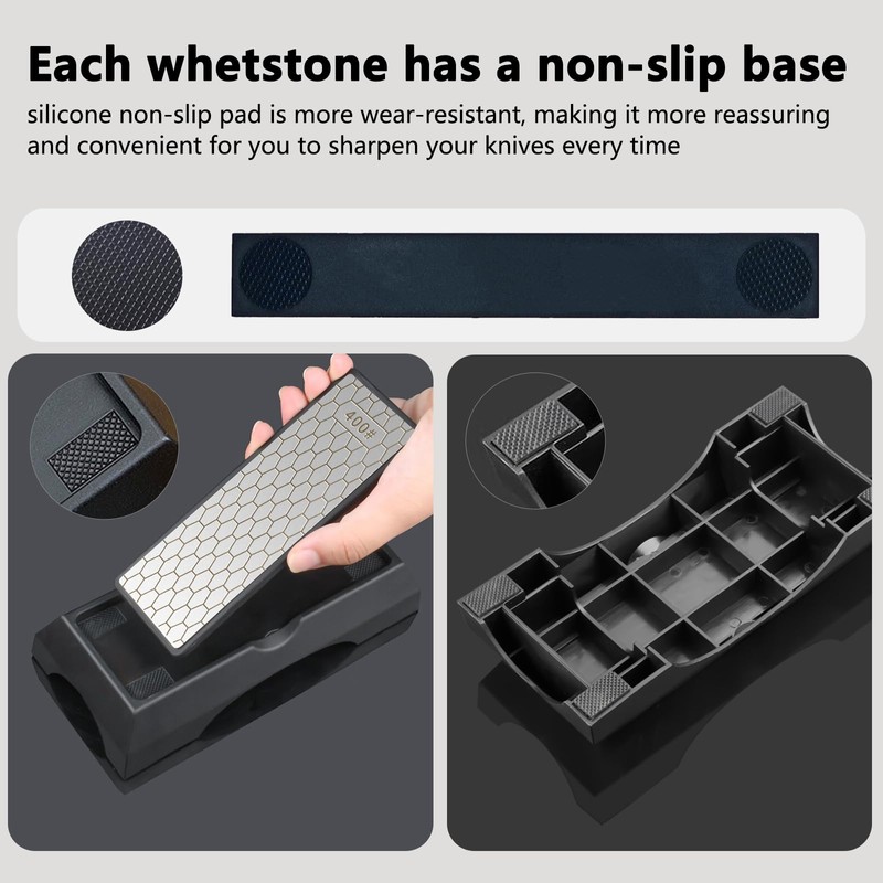 Diamond Sharpening Stone Set: Double Sided 400/1000 & 3000 Grit