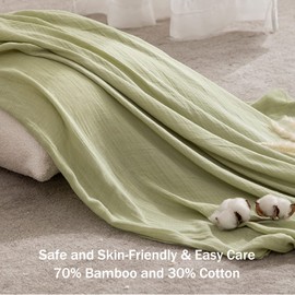 HBselect - Paquete de 5 mantas de muselina de bambú y algodón, para bebés recién nacidos, manta de recepción para niños y niñas, transpirable y agradable a la piel, meses esenciales para bebés,