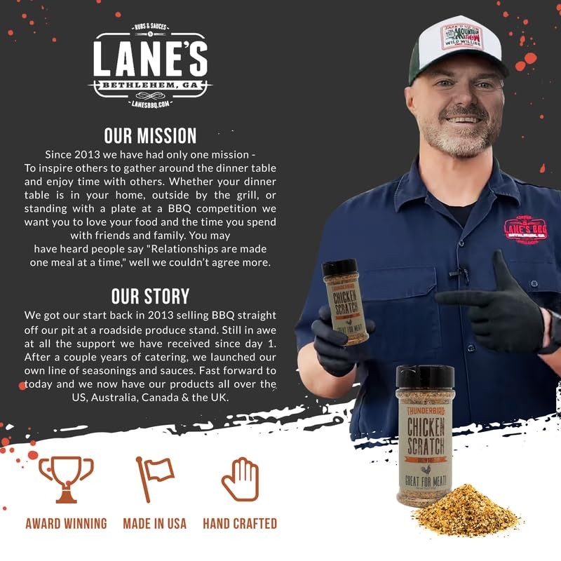 Lane's Thunderbird Chicken Seasoning Scratch, All-Natural Chicken Wings Seasonings and
