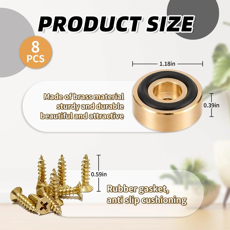 8 Pcs Brass Cutting Board Feet 1.18 x 0.39 Inch