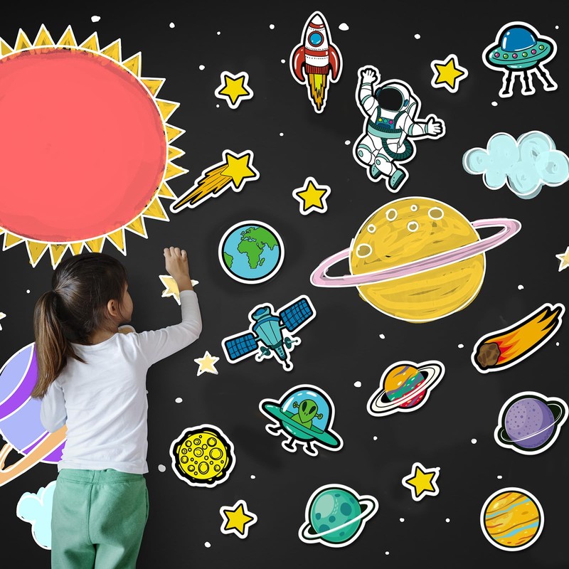 Whaline 30Pcs Space Posters Inspirational Quotes Planet Astronaut Rocket Meteor