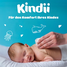 Kindii Pure Baby Pads - 100% Baumwolle - Große quadratische Pads für empfindliche Haut - Ersetzt Feuchttücher - Weich - weiche Kanten - kein Ausfransen - 60 Stück.