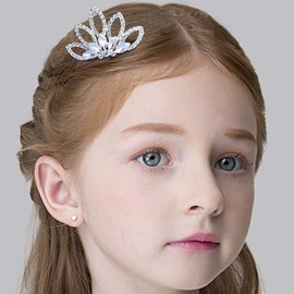 Yean - Tiara de novia con peine para el pelo, diseño de princesa, ideal como regalo de cumpleaños para niñas, Plateado, Free Size