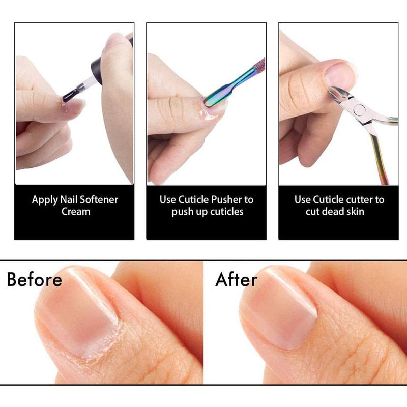 Cuticle Pusher Remover Kit, Cuticle Nipper, Triangle Cuticle Peeler Scraper