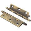 FMHXG 2PCS Classical Brass Hinge Pointed Crown 2 inch Antique