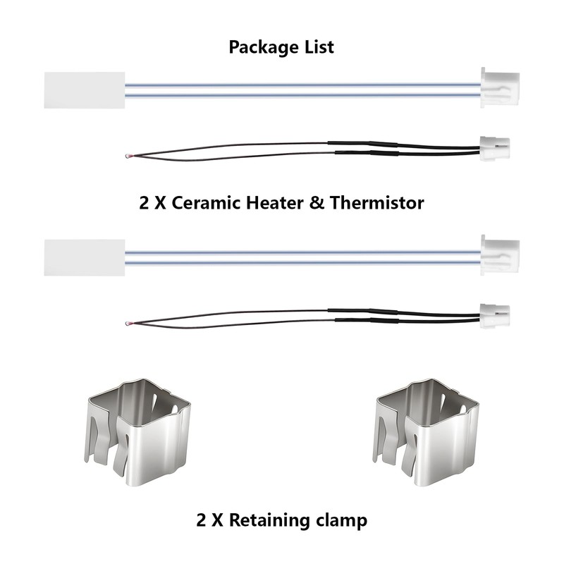 2 Pack Ceramic Heater & Thermistor Kit for Bambu Lab