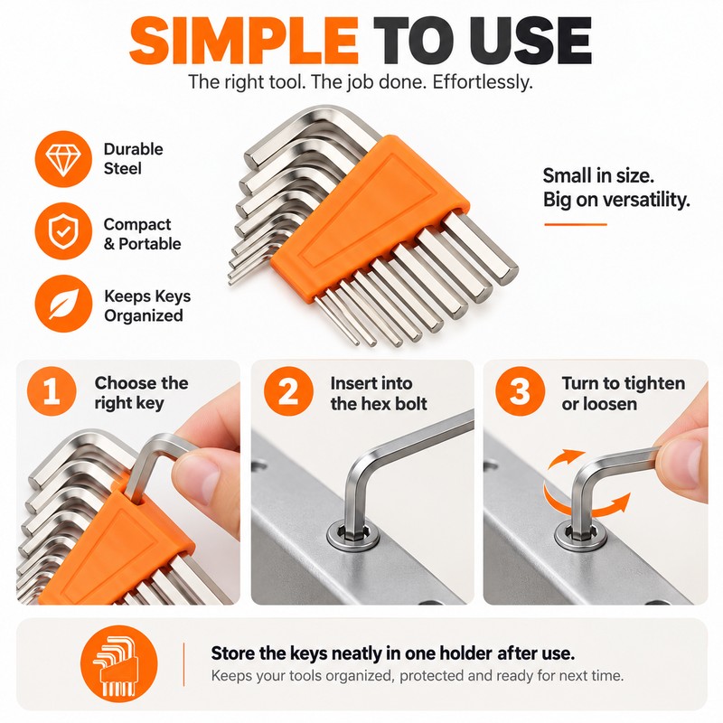 8-Piece Bicycle Hex Key Set for Bike Repair – Metric