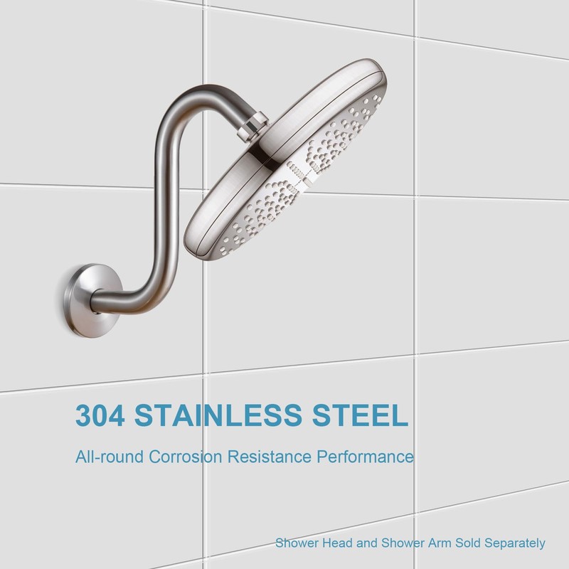 OFFO Shower Head Extension Arm 8 in, Brushed Nickel S