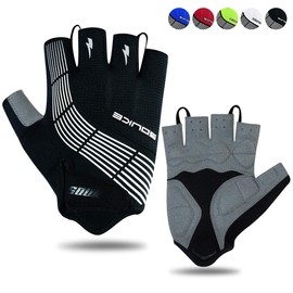 Souke Sports Half Finger Cycling Gloves, Unisex, Gel Shock Absorption, Breathable, Anti-Slip, Black/Green, l