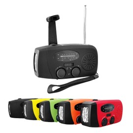 DR.TREE Radio Light, Strap Included, Solar/Hand Cranked Power Supply, USB Charging, Smartphone Charging, Emergency Light Fixture, Disaster, Waterproof, Compact, Large Capacity, 2,000 mAh, Flashlight,