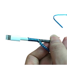 Protector Espiral Estilo Metalico Brillante Cubierta Cable/Protector de Auriculares/Protector Cable de Datos/Funda para Alivio de tensión, 140 cm (Azul)