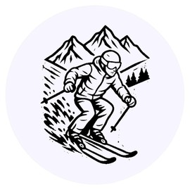 24 x 40mm Round 'Downhill Skiing' Stickers (SK00072433)