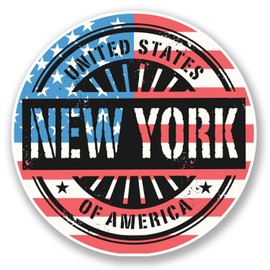 2 x 10cm New York USA America Sticker Car Bike Laptop Travel Luggage Flag #6049 (10cm x 10cm)