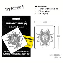 INKARTLINK Semi Permanent Tattoo, Temporary Tattoo, party tattoo, beautiful and realistic design, fun tattoo experience, cruelty-free, non-reflective, waterproof (Dragon 5)