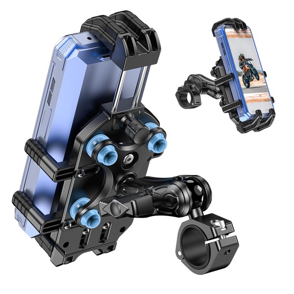 LOKTENWO Motorcycle Phone Mount with Vibration Dampener & Secure Lock,