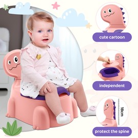 Potty Seat Baby Training Chair Boys Girls Toddler Dinosaur Comfortable children 1-5 years old Baby toilet Animal seat with lid back potty trainer (Pink)