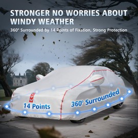 Car Cover, 360° Underbody Wrap Design, All-Weather Waterproof Car Cover, Suitable for Sedans, Vehicle Body Length 186 to 193 Inches