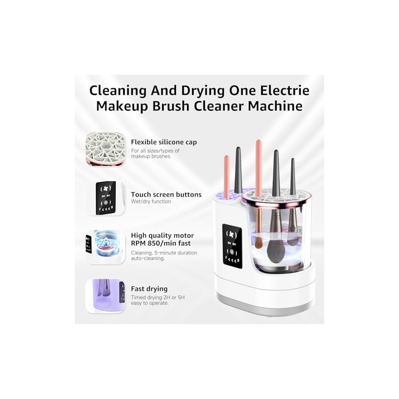 Electric Makeup Brush Cleaner Machine, Portable Cosmetic Brush Washer and