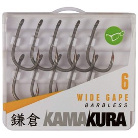 Korda Kamakura Wide Gape Barbless Size 6, High-Carbon Steel, Ultra-Sharp Beaked Point with Wax Protection for Secure Hooking in All Conditions