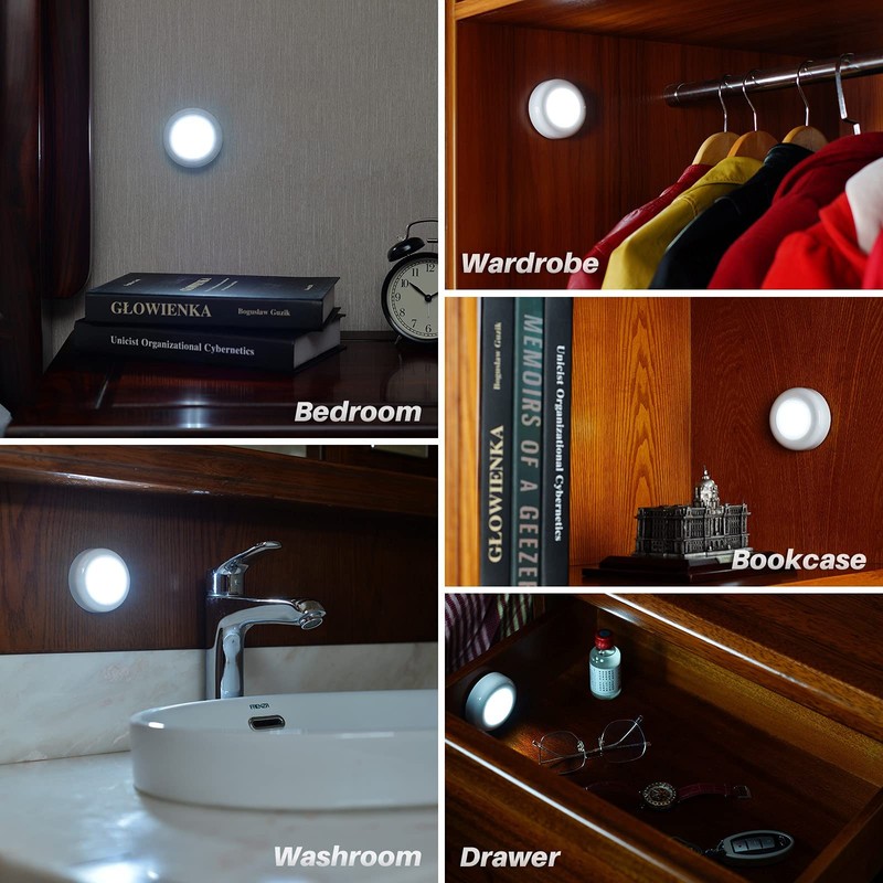 STAR-SPANGLED 3 Pack 2.8” Motion Sensor Lights Indoor AAA Battery