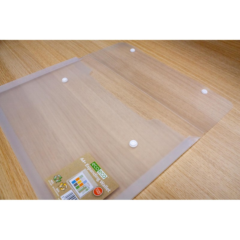 eco-eco A4 100% Recycled Clear Transparent Twin Press Stud Popper