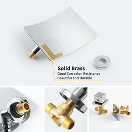 DOLGABA Wall Mount Bathroom Faucet Waterfall Bathroom Sink Faucet with 2 Handles, Widespread 3 Holes Wall Mounted Faucet for Vanity Vessel, Polished Chrome