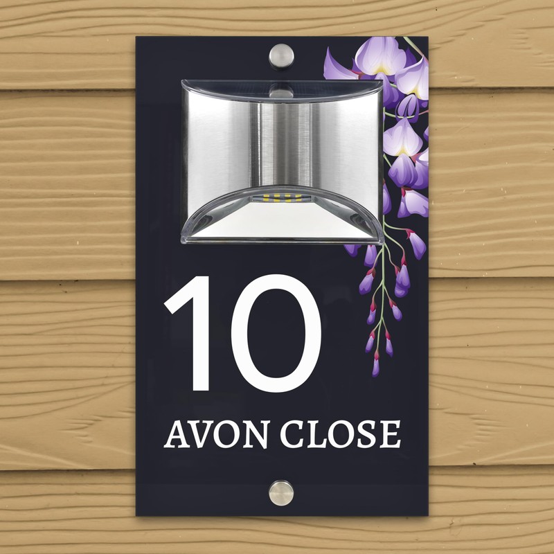 Custom Signs Solar Illuminated Modern Anthracite House Number Sign 24cm