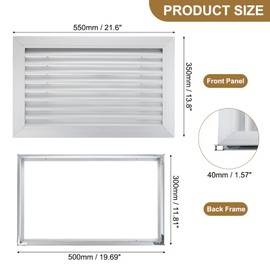 PATIKIL Door Air Vent Cover, 20 x 12 Inch, Aluminum Grille Ventilation Cover, Louvered Door Vent Grille, for Cabinet Wardrobe Door, Silver Tone
