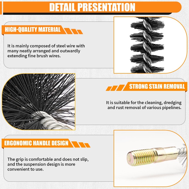 1Pc 3" Round Pipe Tube Stainless Steel Wire Brush 75mm