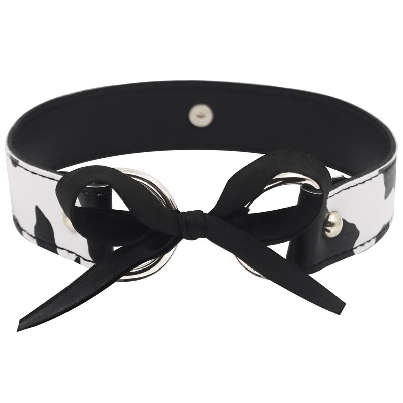 paloli Basic Cow Print Bell Collar Choker Necklace for women