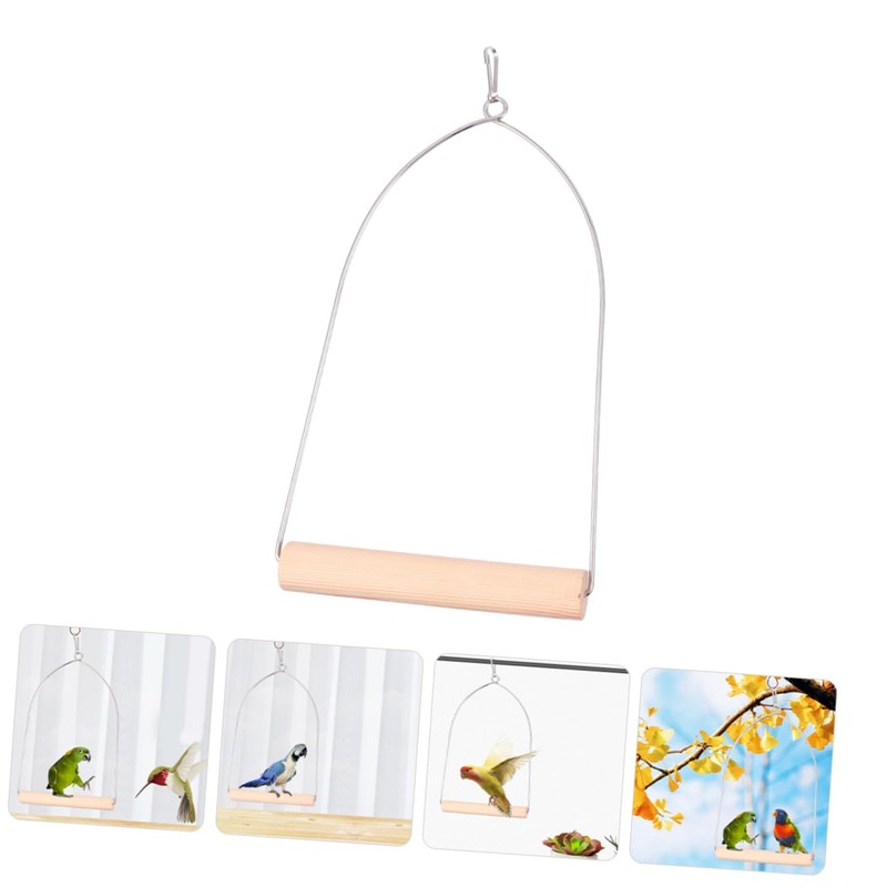ORFOFE Hummingbird Swing Bird Durable Wooden Perch with Metal Frame