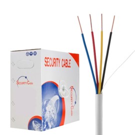 Alarm Security Cable 22/4 500FT Solid Unshielded 22AWG Wire for Door Bell & Burglar System, Fire Detector, Security Station, Low Voltage White