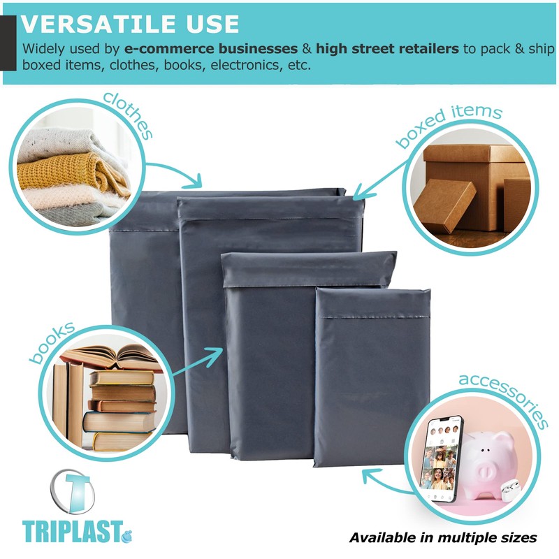 Triplast 4 x 6-Inch Plastic Mailing Postal Bag - Grey